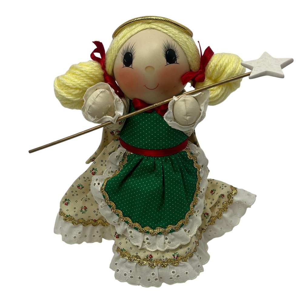 Kammerer 1983 #6 Angel Porcelain Hand Painted Christmas Tree Topper Big Eyes